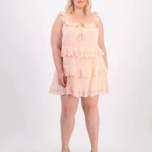 NWT Tiered Eyelet Mini Dress in B Peachy color